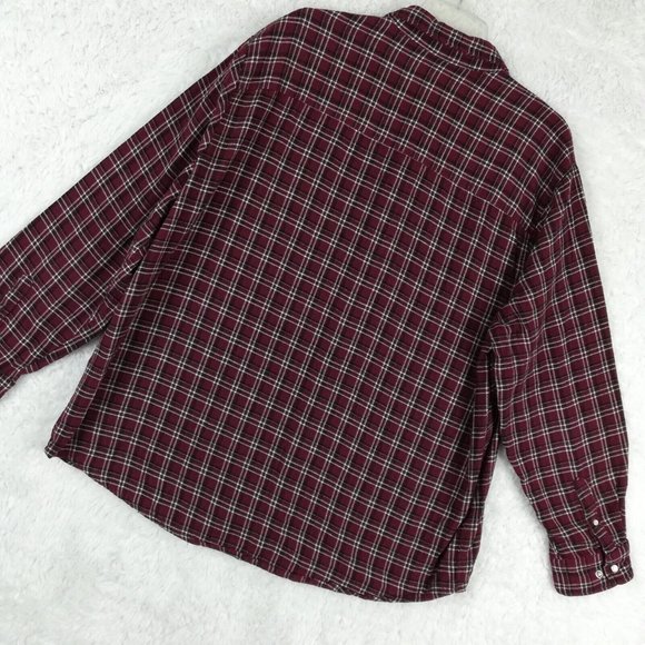 Haband Casual‎ Joe Mens Shirt Button Down Pearl Snaps Plaid Red Pockets XL - Picture 13 of 13